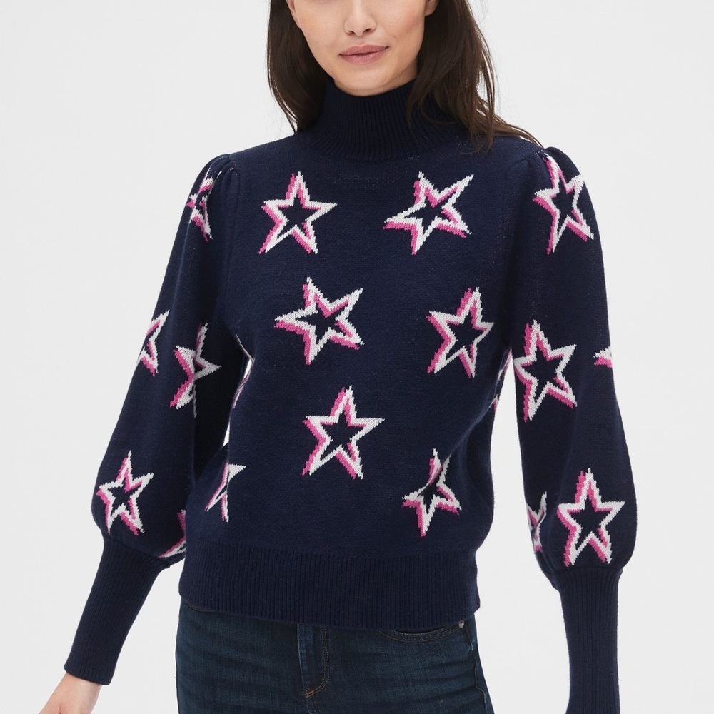 GAP Star print turtle neck sweater. Sz large